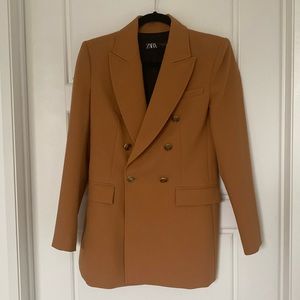 Zara XS double breasted camel blazer